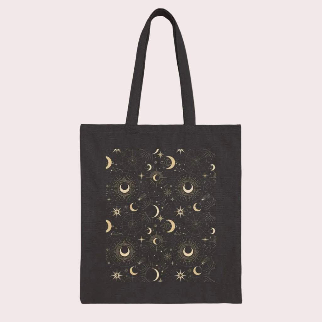 Celestial Whispers Black Tote Bag