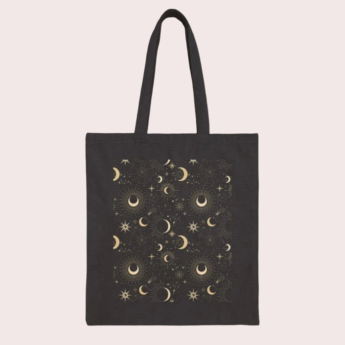 Celestial Whispers Black Tote Bag