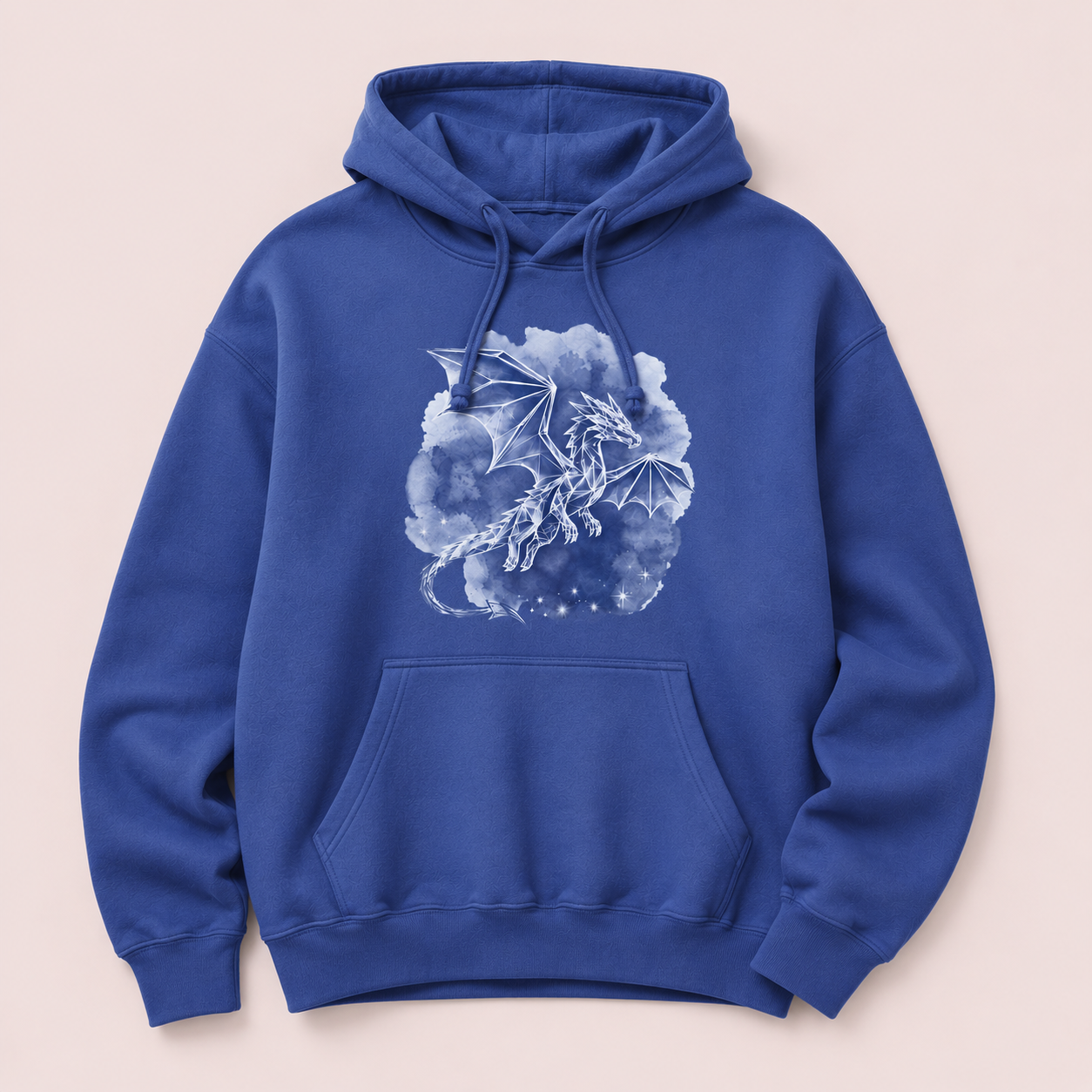 Flo Blue Geometric Dragon Hoodie | Unisex Graphic Fantasy Sweatshirt