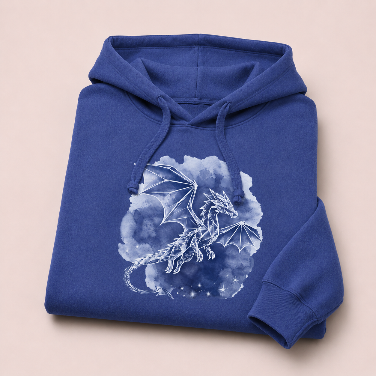 Flo Blue Geometric Dragon Hoodie | Unisex Graphic Fantasy Sweatshirt