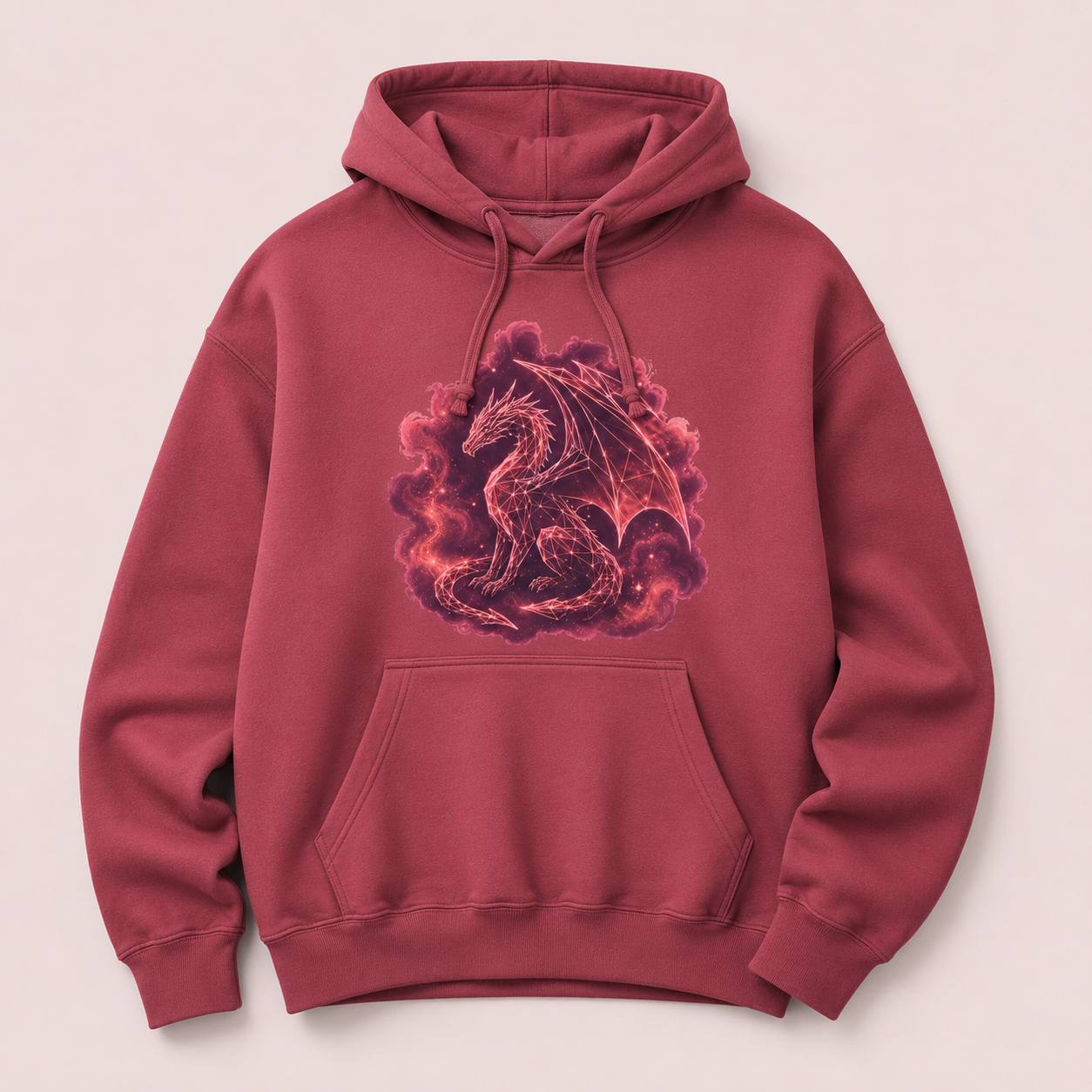 Crimson Geometric Dragon Hoodie | Unisex Graphic Fantasy Sweatshirt