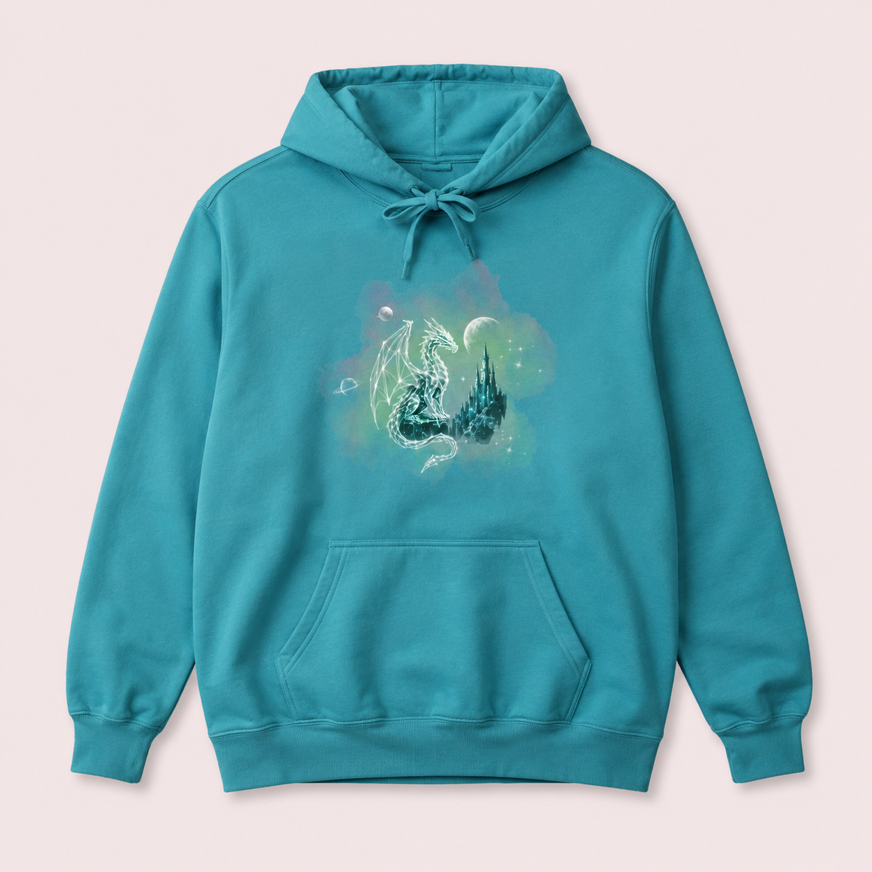 Seafoam Geometric Dragon Hoodie | Unisex Graphic Fantasy Sweatshirt