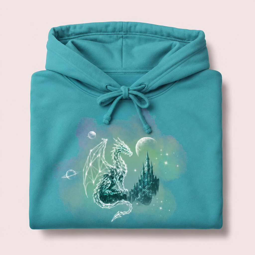 Seafoam Geometric Dragon Hoodie | Unisex Graphic Fantasy Sweatshirt