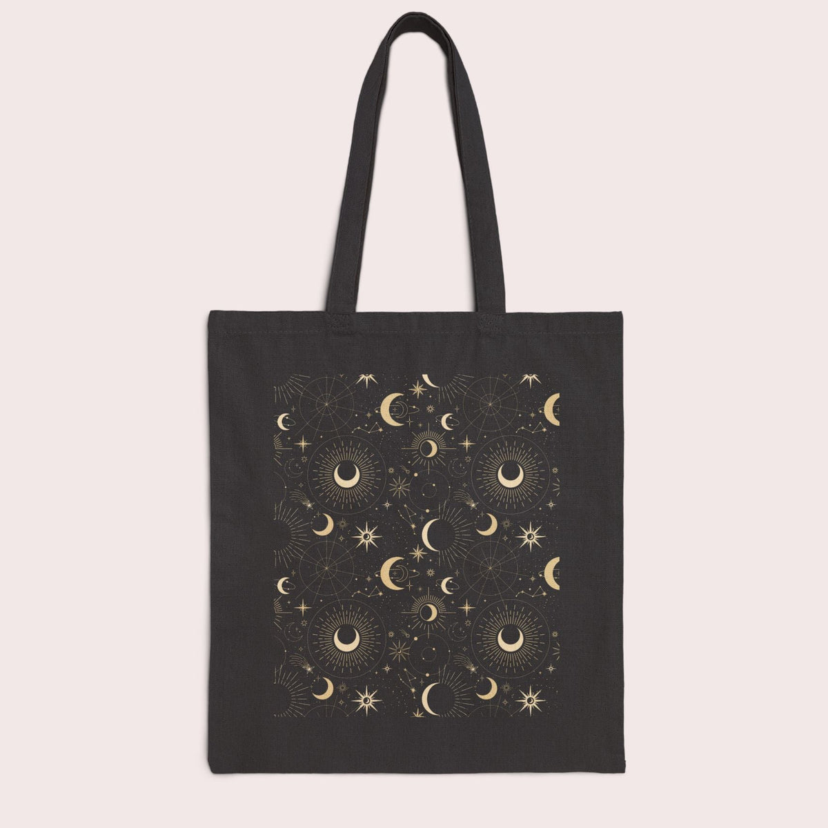 Celestial Whispers Black Tote Bag