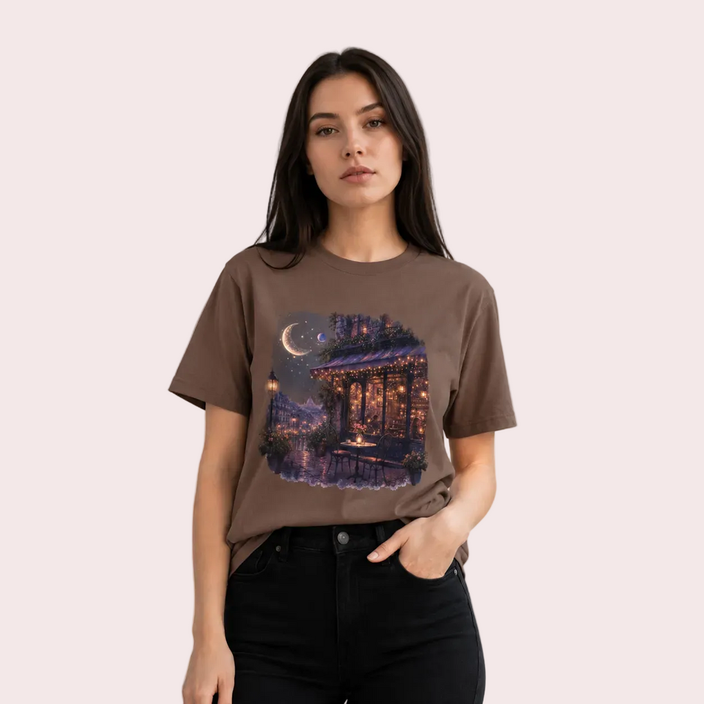 Moonlit Café T-Shirt | Minimal Tee