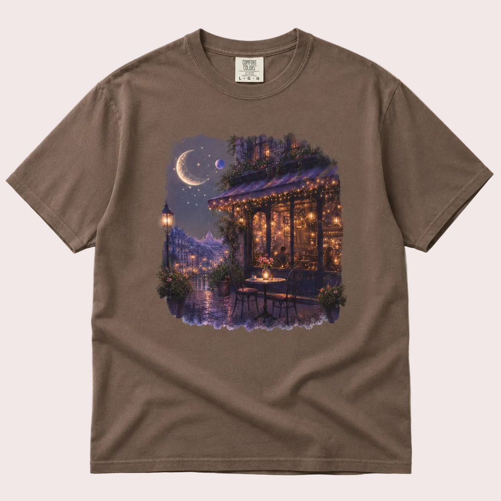 Moonlit Café T-Shirt | Minimal Tee