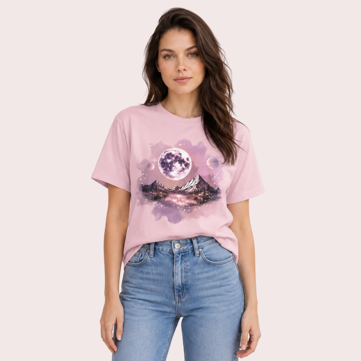 Pink Moon Reflections T-Shirt | Minimal Tee
