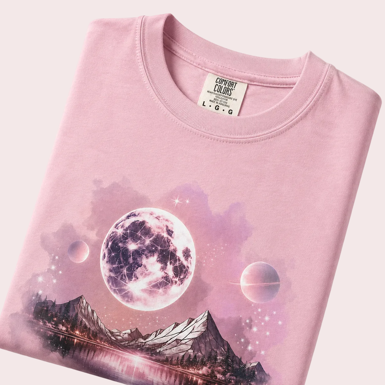 Pink Moon Reflections T-Shirt | Minimal Tee