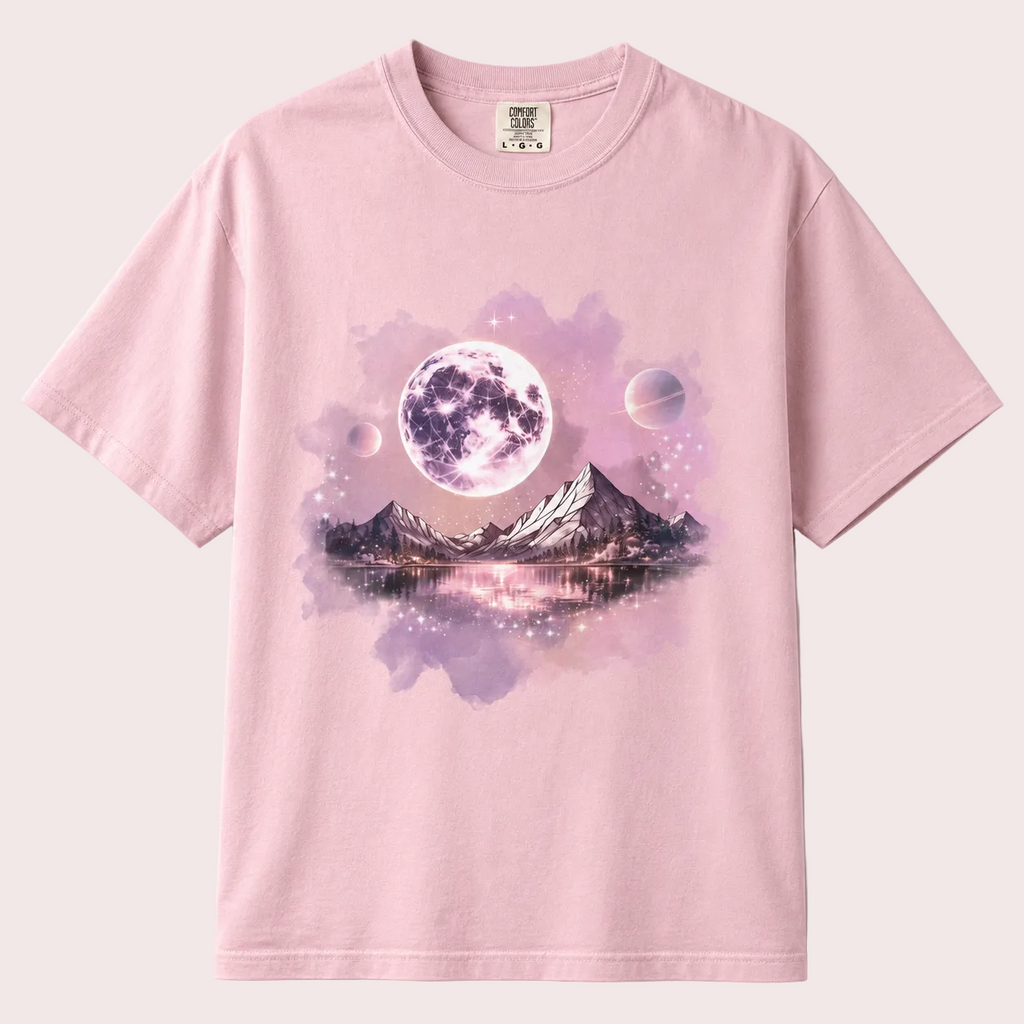 Pink Moon Reflections T-Shirt | Minimal Tee