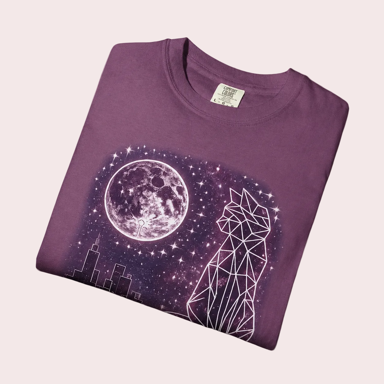 Geometric Lunar Cat T-Shirt | Minimal Tee