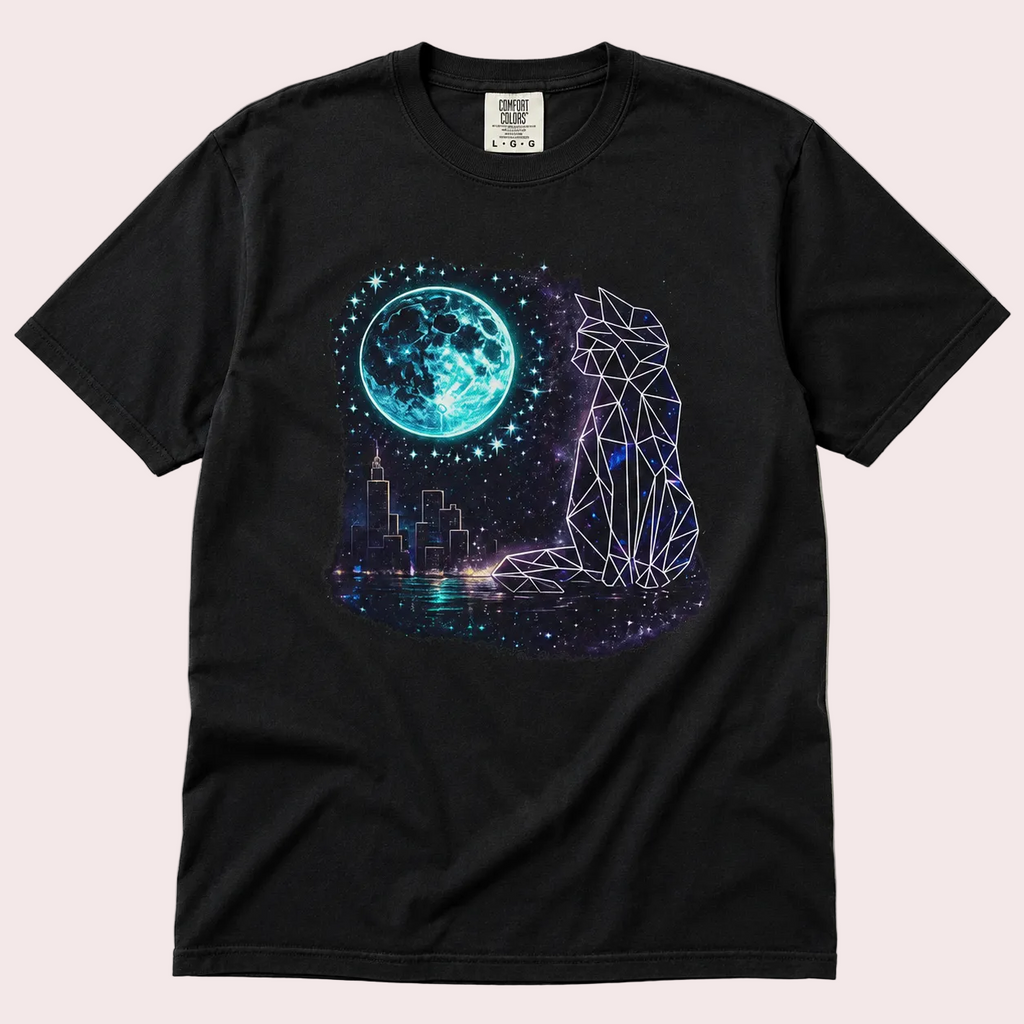 Geometric Moon Cat Unisex T-Shirt
