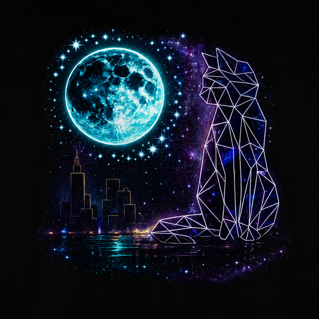 Geometric Moon Cat Unisex T-Shirt