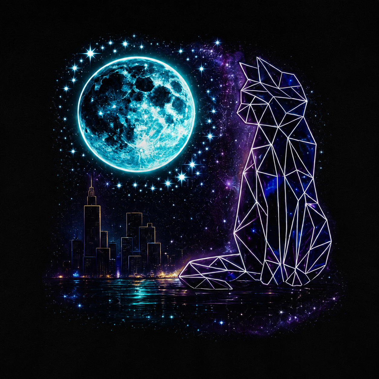 Geometric Moon Cat Unisex T-Shirt