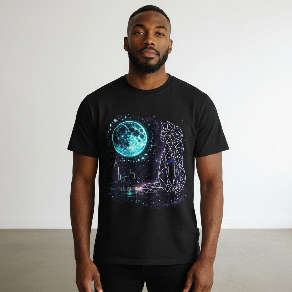 Geometric Moon Cat Unisex T-Shirt
