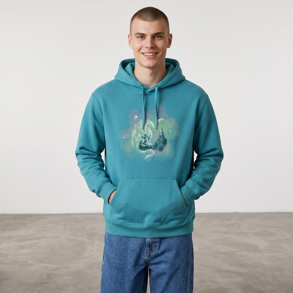 Seafoam Geometric Dragon Hoodie | Unisex Graphic Fantasy Sweatshirt