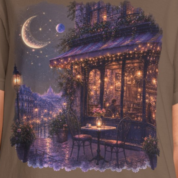 Moonlit Café T-Shirt | Minimal Tee