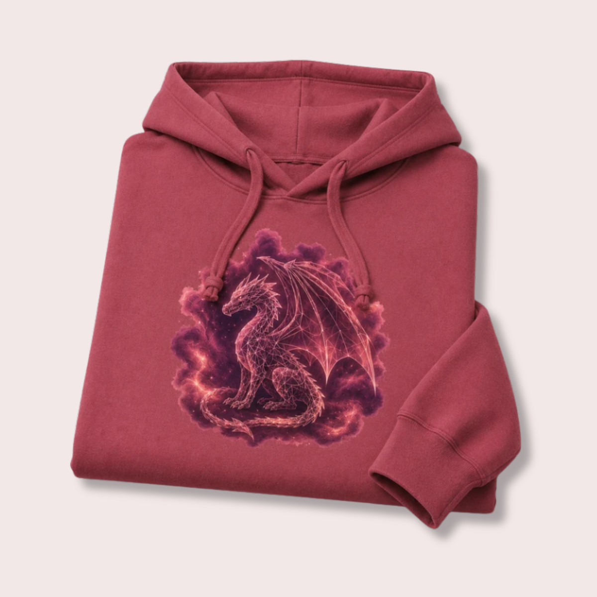 Crimson Geometric Dragon Hoodie | Unisex Graphic Fantasy Sweatshirt